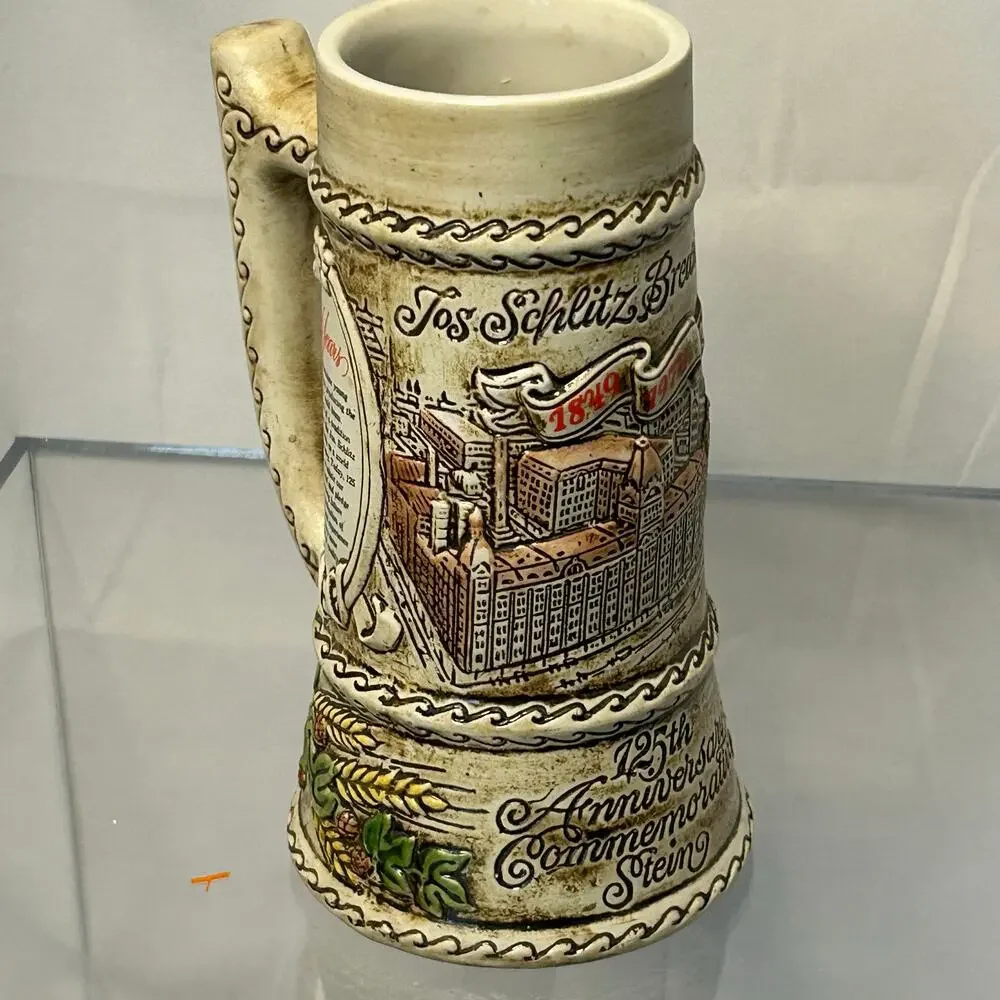 Vintage Schlitz Beer Stein 125th Anniversary 1829–1974 Milwaukee Ceramic Mug